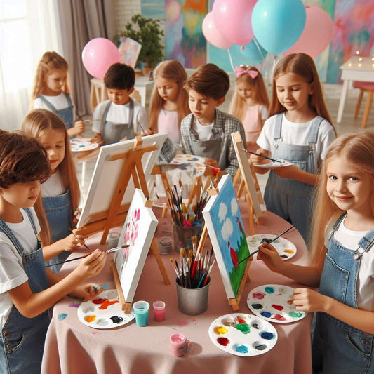 Painting on Canvas Party for up to 10 kids: All Materials Provided - Canvas, paint, apron, brushes and other supplies.