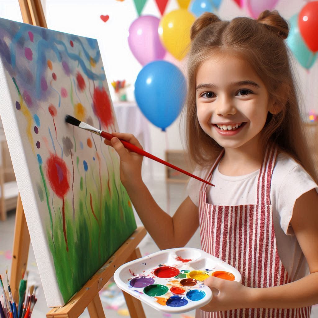 Painting on Canvas Party for up to 20 kids: All Materials Provided - Canvas, paint, apron, brushes and other supplies.